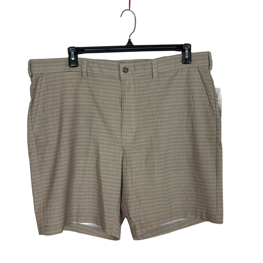 NWT PGA Tour Tan Biege Chinchilla Plaid Shorts Men's 40
